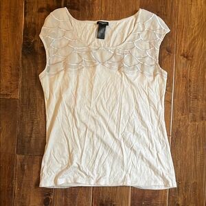 Chico's Fitted White Cap Sleeve Blouse